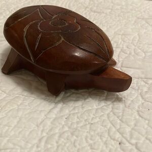 FB SOLD Small Hand Carved Wooden Folk Art Turtle Trinket Box Tray Puerto Rico